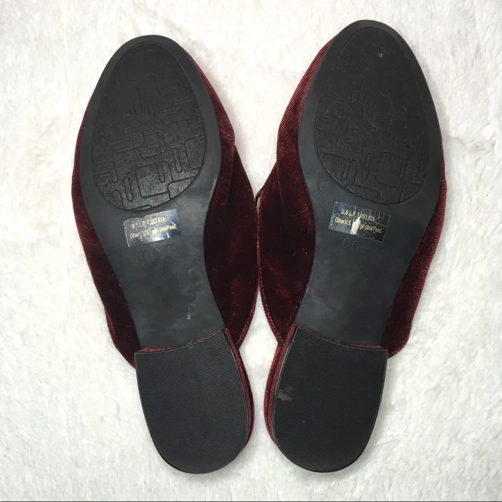 Unisa Maroon Burgundy Velvet Jeweled Embellished Slip On Mules Clogs 7 - Picture 5 of 5
